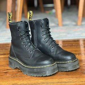 Dr. Martens Jadon Black Boots with Yellow Accents
